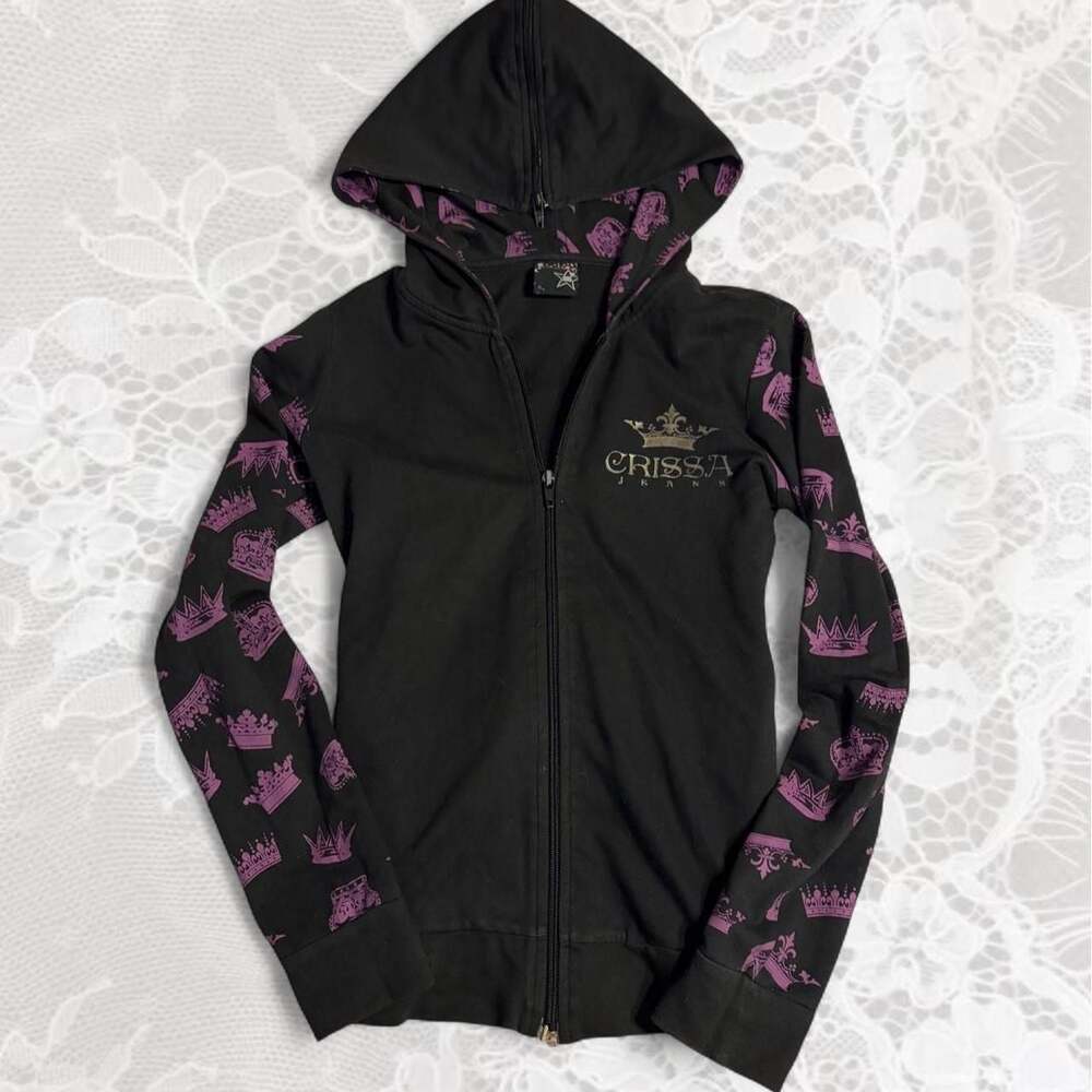 Crissa Jeans Vintage Crown Zip-Up Hoodie